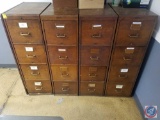 {{5X$BID}} (5) Yawman and Frebe Manufacturing Co. Vintage Wooden 4-Drawer File Cabinets