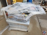 Assorted Shelving with drum mount Transfer Pump 1 New, 1 Used, (2) Diesel Transfer Pumps, Misc.