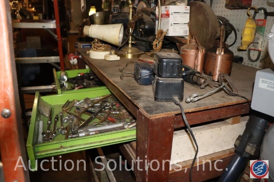 Workbench with Battery Charger, Assorted Tire Repair Tools