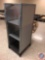Laptop Storage and Charging Cart On Wheels with White Board on One Side and Upholstered On One Side