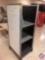 Laptop Storage and Charging Cart On Wheels with White Board on One Side and Upholstered On One Side