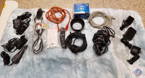 (3) Panasonic 60 min. Digital Video Cassettes, Assorted Power Cords
