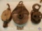 (3) Misc. pulleys, including 'Meyers 299' - 'Loudens Fork Pulley #28' 3 in. all steel