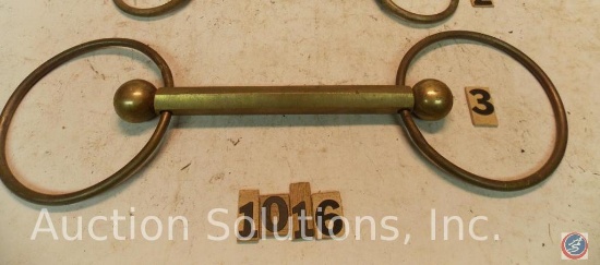 Single huge brass solid bar Snaffle with (4) rings, 6 in. (log bit?)