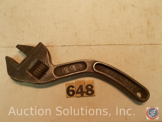 Crescent Wrench 10 in. marked 'Springfield Mass B&C 10 in. 48A' 'Bemis&Call Co.'
