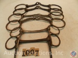 (3) pairs of bits, 5 in. solid bent bar half spoon - 7 in. double twisted wire Snaffle - 6 in.