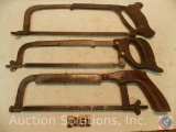 (3) wood handled hack saws, included 'Simonds #40' - Union HDW Co' - Simonds (no number)