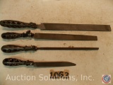 (4) vintage file handles and files