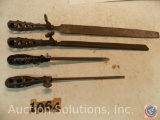 (4) vintage file handles and files