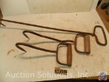 (3) Hay Hooks including; 27 in. Steel Hand Forged - 15 in. wood handled hay hook - 11 in. wood