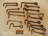 (17) Misc. latches, twisted and round - barn - most hand forged