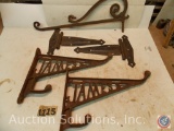 (5) Misc. brackets and hinges including 'James #14-3' 10 in. shelf brackets - 10 in. Hinges and