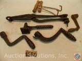 (7) tools including stove parts - bunion stretcher - boot pulls