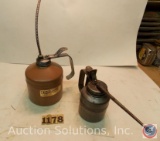 (4) pc. Lot; (2) oilers including Golden Rod Hastings NE - Unmarked 6 in. tube - (2) oil can holders