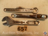 (3) Misc. Wrenches including (1) adjustable box no mark - (1) adjustable box marked 'Claw 8 in.' -