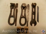 Keen Kutter Pocket saw and tools, 4 in. Original adjustable screw with logo is missing on one.