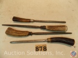 (4) Steels all with bone handle 12 to 13 in. (1) marked 'Lee', (1) capped