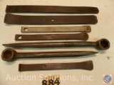 (7) tire irons and wheel tools, 9 in. to 14 in. One is marked 'Titanic'