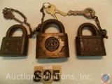 (3) Brass locks with keys