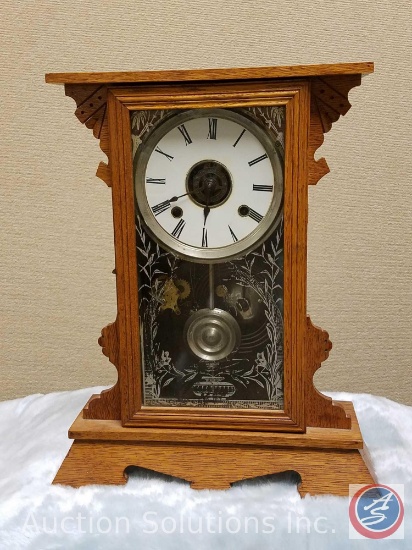Antique Chiming Pendulum Mantle Clock with Key