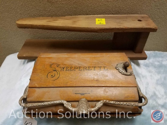 Antique Sweeperette No. 4 Wooden Floor Sweeper (Base Only-No Handle), Antique Wooden Iron Board for