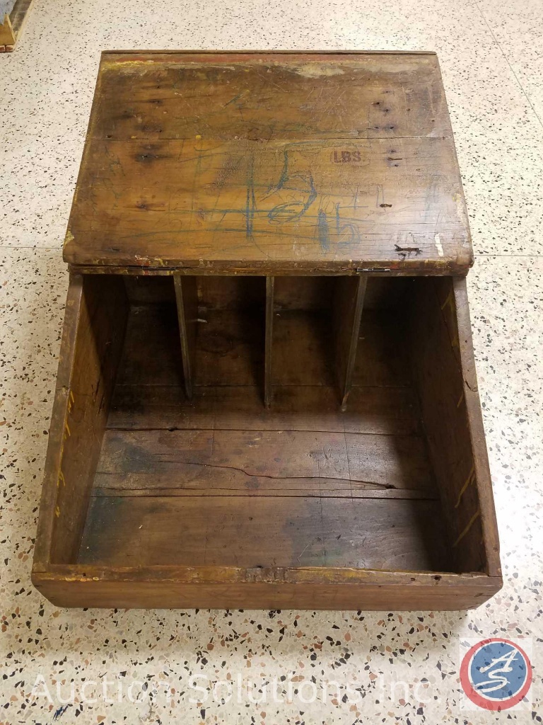Vintage Wooden Portable Secretary Writing Desk With Hinged Lid