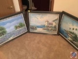 {{3X$BID}} Vintage Framed Canvas Painting 44
