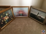 {{3X$BID}} Vintage Framed Canvas Painting 44