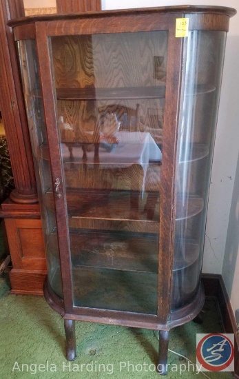 Northwestern Cabinet Co. Antique Curved Glass (5) Shelf China Hutch 34"x13"x60"