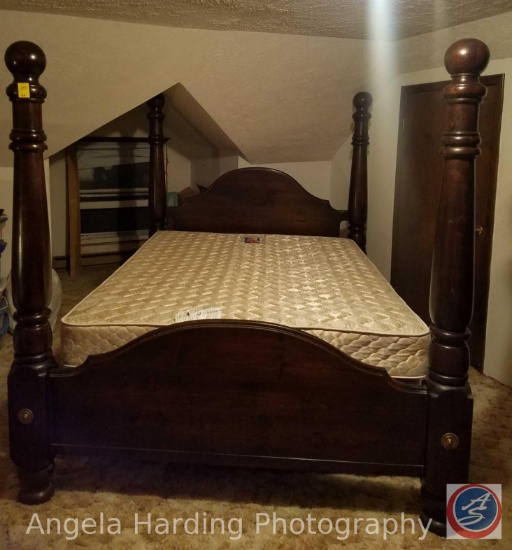 (4) Piece Vintage Bedroom Set to Include; 4-Poster Queen Size Bed 90"x68"x72" with Sealy