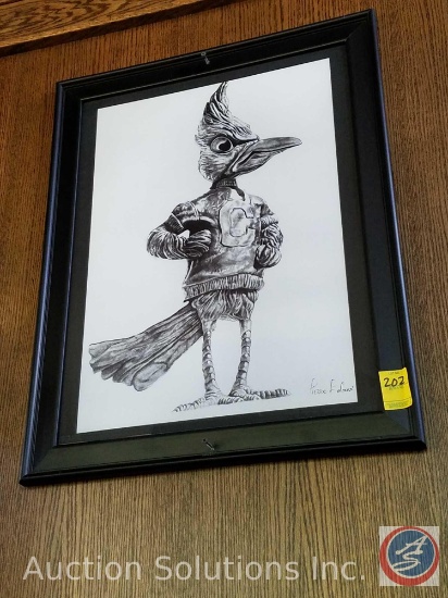 Framed Creighton Blue Jays Drawing Signed by Pierre {{LAST IS ILLEGIBLE}}