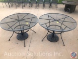 {{2X$BID}} (2) Iron Umbrella Patio Tables 48