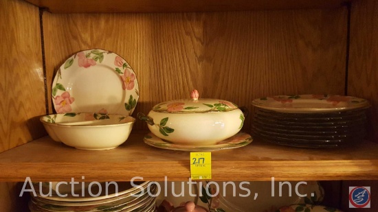 Franciscan Desert Rose Earthenware Casserole Dish w/ Lid and Handles, (3) 9 1/2" Plates, Candy/Nut