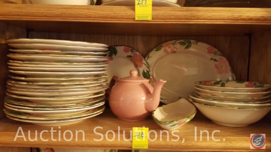 Franciscan Desert Rose Dishes: (20) 11" Dinner Plates, (2) 9 1/2" Plates, Gravy Boat, (4) 8" Soup
