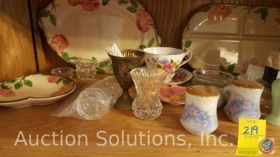(3) Franciscan Desert Rose Serving Pieces: 3-Section Server, Nut/Mint Tray, Platter, and Assorted