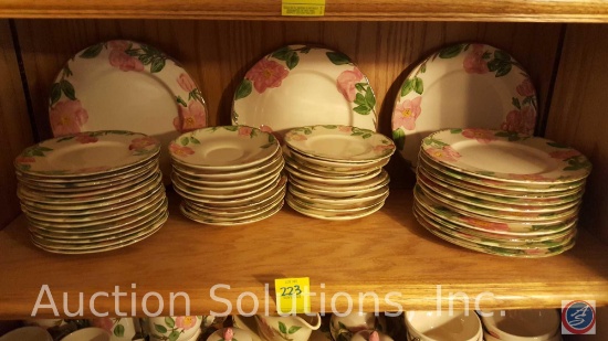 Franciscan Desert Rose Dinnerware: (3) 9 1/2" Plates, (19) Saucers, (11) 8" Salad Plates, (16) 6