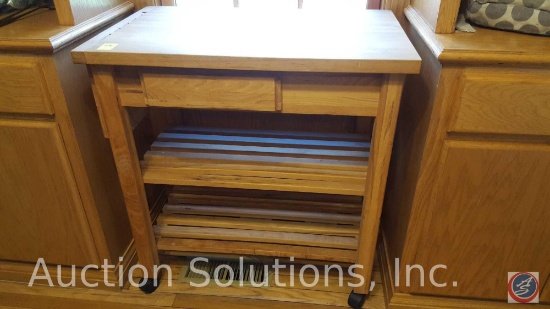 Wooden Microwave Cart on Wheels 32" x 20" x 33"