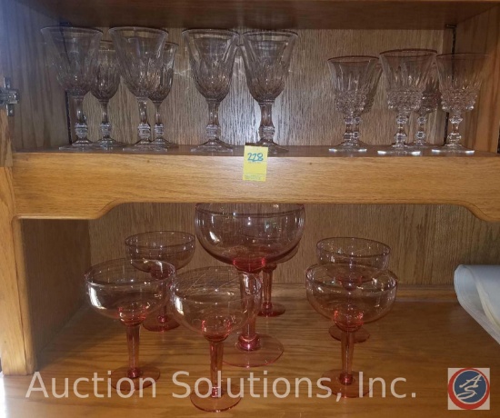 Jumbo Pink Crystal Wine Goblet, (6) Pink Crystal Wine Goblets, Crystal Water and Wine Footed Goblets