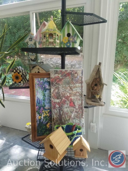 Decorative Bird Houses, Framed Painting, Canvas Painting