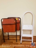 (2) Padded Folding Chairs, (1) Kitchen Step Stool