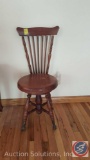 Antique Spindle-Back Piano Chair w/ Swivel Seat and Eagle Claw Feet