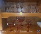 Jumbo Pink Crystal Wine Goblet, (6) Pink Crystal Wine Goblets, Crystal Water and Wine Footed Goblets