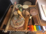 Vintage Musical Instruments, Incl. Triangle, Flutophones, Drum, Rainstick, More