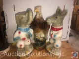 Beamstrophy Donkey, Elephant, and American Bald Eagle 110 Months Old Jim Beam Liquor Decanters