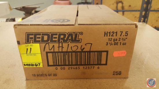 {{10X$BID}} Federal 12 GA. Shotgun Shells (Case Containing 10 Boxes of 25)