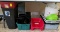 (3) Trash Cans, Condiment Dispenser Tray, 22 Qt Cambro, Bus Tubs