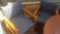 [2] Blue Upholstered Wood Frame Wait Chairs w/ Arms *NOTE* This item is located near 192 and F