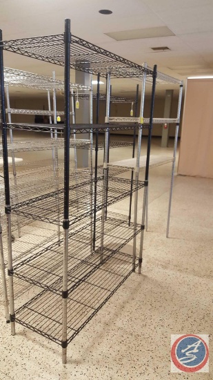 Five Tier NSF Shelving 47 1/4" x 18" x 72" w/ Attached Three Tier NSF Shelving 41" x 14" x 72"