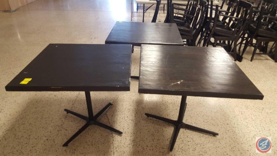 {{3X$BID}} (3) Wood Good Industries Pedestal Restauraunt Tables 36" x 36" x 30"