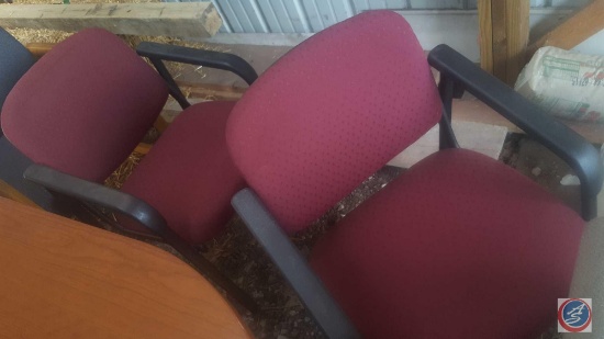 [2] Red Upholstered Metal Frame Wait Chairs w/ Arms *NOTE* This item is located near 192 and F
